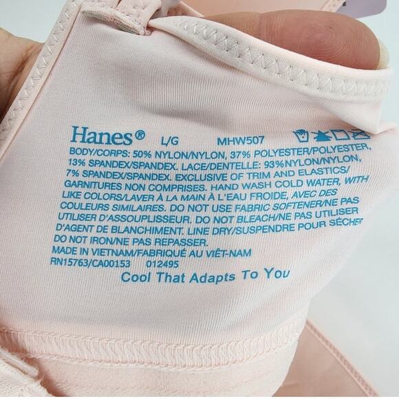 New NWT Hanes Cool Temp Wireless T-Shirt Bra Pink Large - Picture 10 of 10